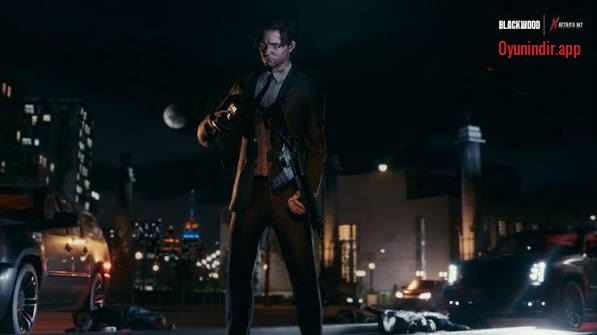 BLACKWOOD’ta Anton Blackwood’un gece vakti şehir sokaklarında çatışmaya girdiği sahne