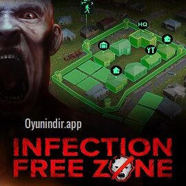 Infection Free Zone oyununda gece karanlığında terk edilmiş şehir sokaklarını dolduran enfekte sürüsü ve hayatta kalanların savunma için konumlandığı tehlikeli bölge