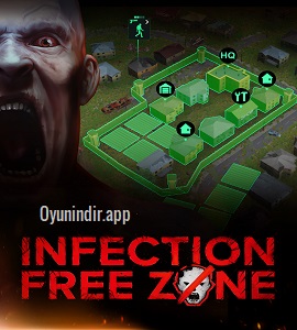 Infection Free Zone oyununda gece karanlığında terk edilmiş şehir sokaklarını dolduran enfekte sürüsü ve hayatta kalanların savunma için konumlandığı tehlikeli bölge