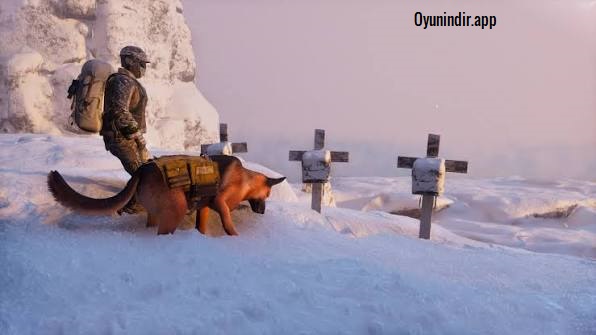 Permafrost oyununda kar altında kalmış yerleşim alanı ve donmuş çevrede kaynak yönetimi gerektiren zorlu hayatta kalma ortamı