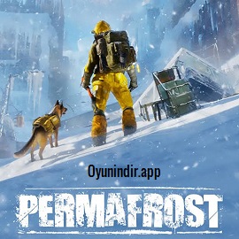 Permafrost oyununda hayatta kalan karakterin karla kaplı ormanlar ve terk edilmiş yapılar arasında ilerlediği dondurucu açık dünya