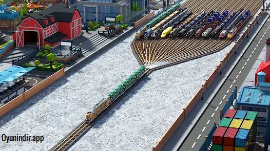 Train Station Tycoon'da tren tarifeleri, peron bağlantıları ve artan yolcu yoğunluğunun yönetildiği istasyon.